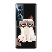 Чехол с принтом для Realme C65 (AlphaPrint) Модные коты (Грустный кот)