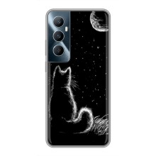 Чехол с принтом для Realme C65 (AlphaPrint) Модные коты (Котик и луна)