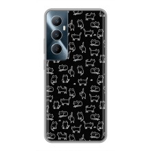 Чехол с принтом для Realme C65 (AlphaPrint) Модные коты (Меленькие котики)