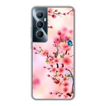 Чехол с принтом САКУРЫ на Realme C65 – Бабочки на сакуре