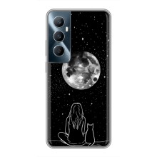 Чехол с рисунком кот на Realme C65 (Девушка с котом)
