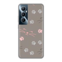 Чехол с рисунком кот на Realme C65 (Лапы и усы)