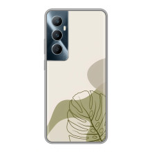 Силконовий чохол з принтом в квітах на Realme C65 (Монстера зелена)