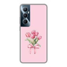 Чехол с розовым рисунком для Realme C65 (Букет цветов)
