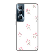 Чехол с розовым рисунком для Realme C65 (Розовые цветы)