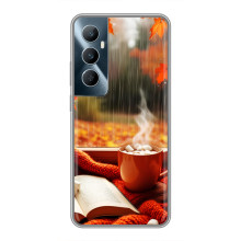 Чехол с уникальным дизайном «Осень с кофе» для Realme C65 – Кофе и дождь