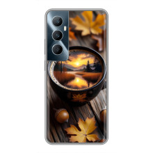 Чехол с уникальным дизайном «Осень с кофе» для Realme C65 – Тёмный кофе