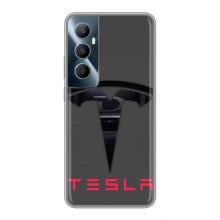 Силиконовый бампер с картинкой машины на Realme C65 – Logo TESLA