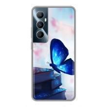 Силиконовый бампер с картинкой животных для Realme C65 (Бабочка синяя)