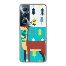 Силиконовый бампер с картинкой животных для Realme C65 (Олень с шарфом)