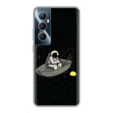 Силиконовый Чехол с принтом "Космонавты" на Realme C65 – Космонавт на рыбалке