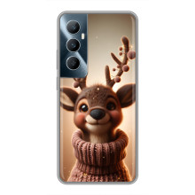Яркий чехол для Realme C65 с Зимними Оленятами – Олень в свитере