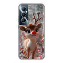 Яркий чехол для Realme C65 с Зимними Оленятами – Олень с носом