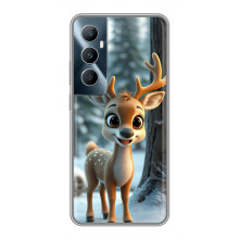 Яркий чехол для Realme C65 с Зимними Оленятами – Оленёнок в лесу