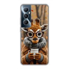 Печатный чехол «Зверята с кофе» для Realme C65 – Жираф с кофе