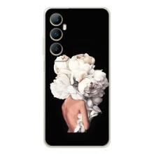 Чехлы (ART) Цветы на Realme C66 (VPrint) (Білі квіти)