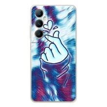 Чехол с принтом для Realme C66 (AlphaPrint - Знак сердечка) (Радужное сердце)