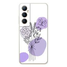Силиконовый чехол с принтом в цветах на Realme C66 – Фиолетовый букет