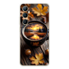 Чехол с уникальным дизайном «Осень с кофе» для Realme C66 – Тёмный кофе