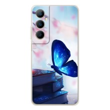 Силиконовый бампер с картинкой животных для Realme C66 – Бабочка синяя