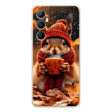 Печатный чехол «Зверята с кофе» для Realme C66 – Белка с кофе