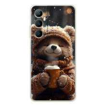 Печатный чехол «Зверята с кофе» для Realme C66 – Мишка с кофе