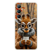 Печатный чехол «Зверята с кофе» для Realme C66 – Жираф с кофе