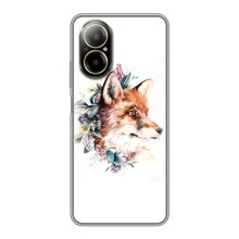 Чохли з картинкою Лисичка для Realme C67 (VPrint) (Лиса в квітах)