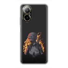 Силиконовый чехол с картинкой "Герой Pubg" на Realme C67 – В огне