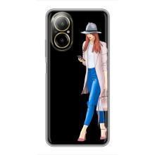 Чехол с картинкой Модные Девчонки Realme C67 – Девушка со смартфоном