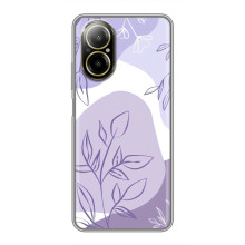 Силиконовый чехол с принтом в цветах на Realme C67 – Фиолетовый дизайн
