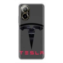 Силиконовый бампер с картинкой машины на Realme C67 (Logo TESLA)