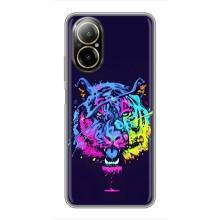 Силиконовый бампер с картинкой животных для Realme C67 (Тигр-Арт)