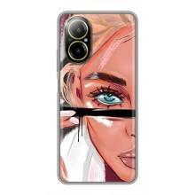 Силиконовый Чехол на Realme C67 с картинкой Стильных Девушек – Девушка и ресницы