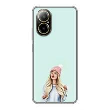 Силиконовый Чехол на Realme C67 с картинкой Стильных Девушек – В шапке