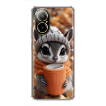 Печатный чехол «Зверята с кофе» для Realme C67