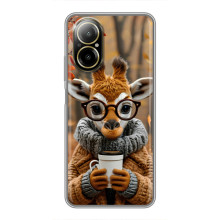 Печатный чехол «Зверята с кофе» для Realme C67 – Жираф с кофе