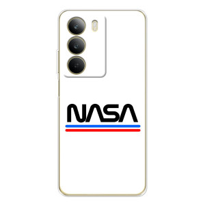 Силіконовый бампер з принтом "Наса" на Realme C71 – NASA на білому тлі