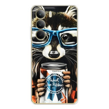 Чехол с принтом для С71 - (Прикольные) (AlphaPrint) (Енот с банкой)