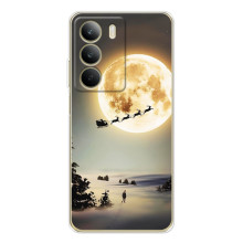 Новогодние, Праздничные Чехлы для Realme C71 - 2024 год (Санта на луне)