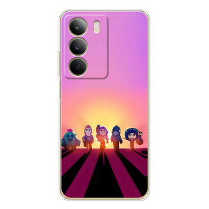 Силіконовый Чохол на Realme C71 з картинкою Brawl Stars (Персонажі на заході сонця)