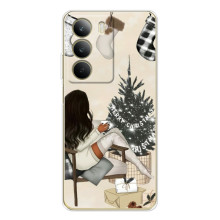 Рождественские, Праздничные Чехлы для С71 (Девушка с елкой)