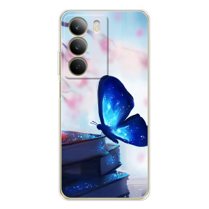 Силиконовый бампер с картинкой животных для Realme C71 (Бабочка синяя)