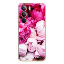 Силиконовый бампер с принтом (цветочки) на С71 (Пионы)