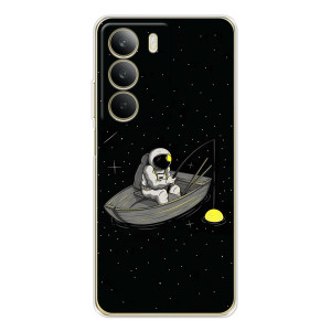 Силиконовый Чехол с принтом "Космонавты" на Realme C71 – Космонавт на рыбалке