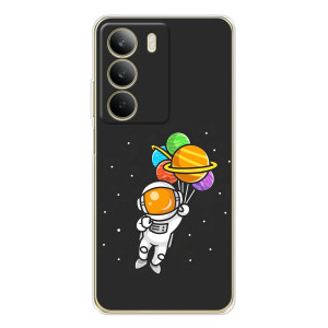 Силиконовый Чехол с принтом "Космонавты" на Realme C71 – Космонавт с шариками