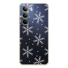 Зимние Чехлы для С71 - прозрачный фон (Белые снежинки)