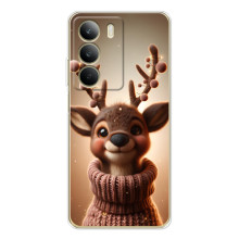 Яркий чехол для Realme C71 с Зимними Оленятами (Олень в свитере)