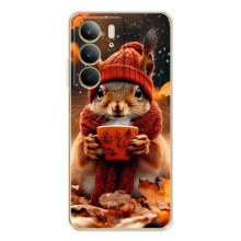 Печатный чехол «Зверята с кофе» для Realme C71 – Белка с кофе