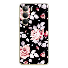 Чехлы с Цветами для Realme C73 5G (VPrint) (Цветочки на черном)
